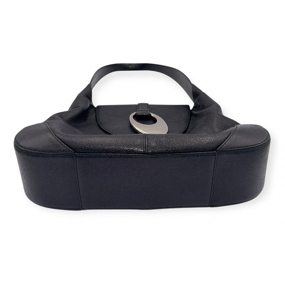 Vintage Bvlgari Catherine Black Pebbled Leather Shoulder Bag
